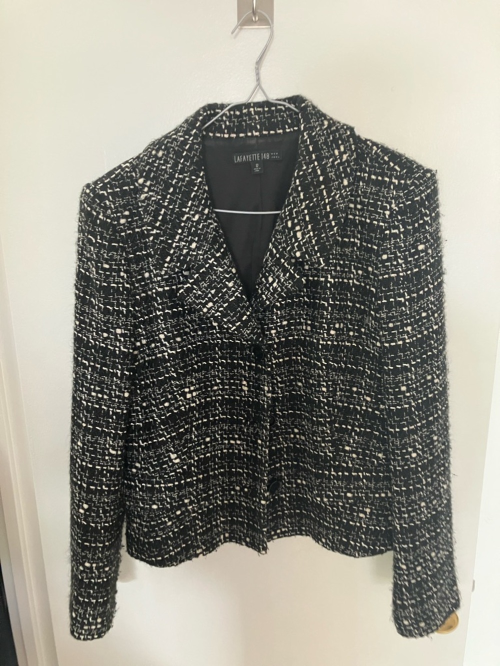 Lafayette 148 New York Black and White Tweed Blazer